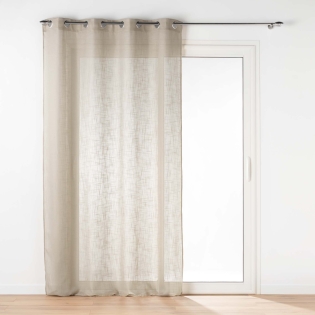 Voilage à œillets 140 x 240 cm – Effet lin tissé Haltona Noisette