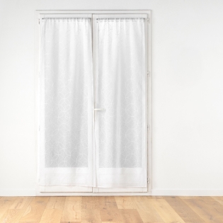 Paire Panneaux Droits Passe-Tringle 2 x 70 x 200 cm – Voile Sablé Brodé Olympia Blanc
