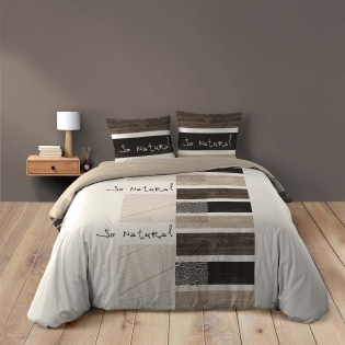 Housse de couette 260 x 240 cm + 2 taies – Coton 42 fils – Motif So Natural
