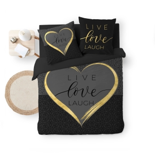 Housse de couette 200 x 200 cm + 2 taies – Coton 42 fils – Imprimé placé Crazy Love