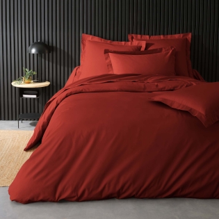 Housse de couette 2 personnes 240 x 220 cm – Percale de coton 78 fils – Tomette