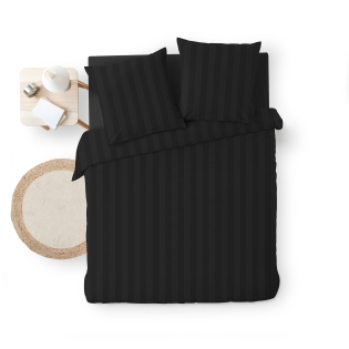 Parure de Lit 240 x 220 cm + 2 Taies – Microfibre Unie CLÉO Noir