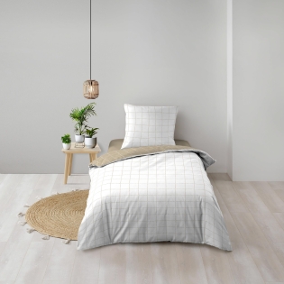 Housse de couette réversible 140 x 200 – Coton imprimé CADRIA | Motif carreaux