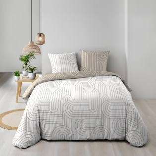 Housse de couette réversible 240 x 220 cm + 2 taies – Coton 57 fils – MODUL
