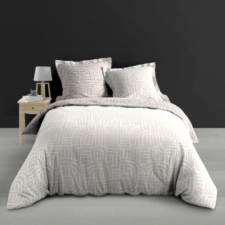 Housse de couette réversible 260 x 240 cm + 2 taies – percale 78 fils – eliot