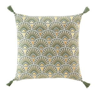Coussin dehous. pompon 45 x 45 cm polycoton imp metallise Icare