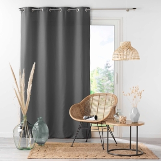 Lot de 4 Rideaux à Œillets - 140 x 260 cm - Microfibre Légère - Anthracite Absolu