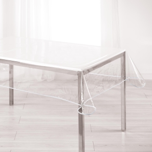 Nappe cristal rectangle 140 x 240 cm pvc uni 15/100e garden/biais Blanc
