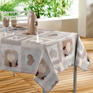 Nappe rectangle 140 x 240 cm pvc imprime Cosy coeur