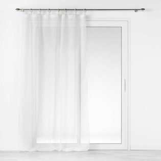 Voilage a oeillets bois 140 x 240 cm voile tissé Minalisa Blanc
