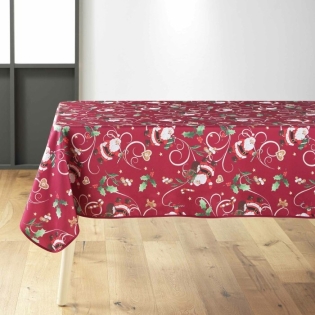 Nappe rectangle 150 x 300 cm polyester imprime pere noel Rouge
