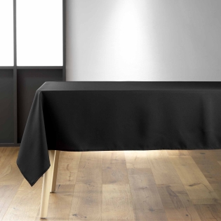 Nappe de Table XXL 140 x 300 cm – Polyester Uni – Teinte Noir 