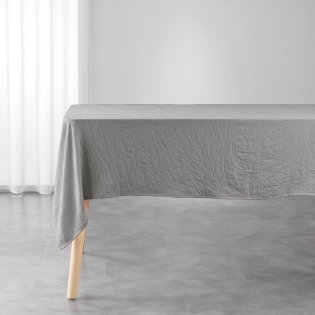  Nappe rectangle 140 x 240 cm – Microfibre unie lavée – Finition ourlet – SUZY Taupe