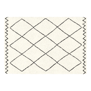 Tapis rectangle 120 x 170 cm – Polypropylène – Modèle Saoura Beige – Motif berbère