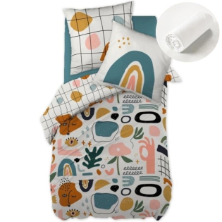 Pack housse de couette 220x240 cm Absart + drap housse 140x190 Blanc