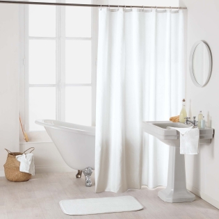 Rideau de douche avec crochets 180 x 200 cm –  ESSENCIA Blanc – Imperméable & déco