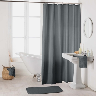 Rideau de douche avec crochets 180 x 200 cm –  ESSENCIA Anthracite – Imperméable & déco