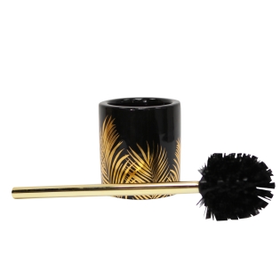 Brosse wc (0) 10.6 x ht 40 cm ceramique imprimee or orbella Noir