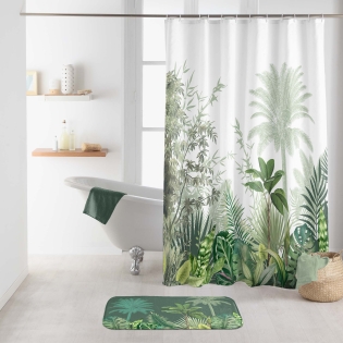 RIDEAU DE DOUCHE AVEC CROCHETS 180x200 CM POLYESTER IMPRIME VAGABONDE DES. PLACE