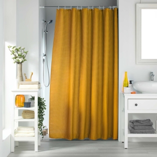 RIDEAU DE DOUCHE AVEC CROCHETS 180 x 200 CM JACQUARD UNI QUARTZ OCRE