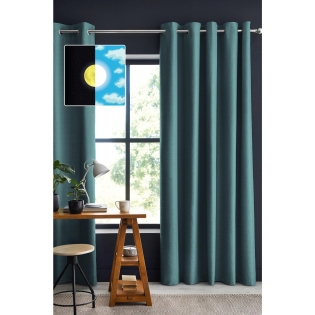 Rideau 100% occultant luxe spécial petites fenêtres 140 x 180 cm Obscure Bleu canard