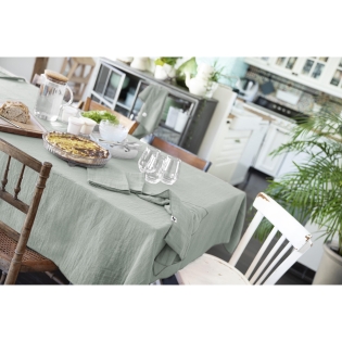 Nappe Rectangulaire 150 x 250 cm - Gaze de Coton Unie Gaïa Eucalyptus