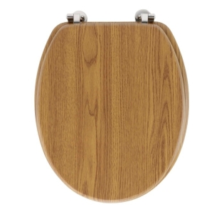 Abattant wc charnieres metal 37.5 x 46 cm mdf effet bois strata Chene