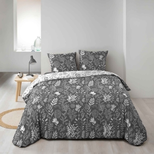 Housse de couette imprimée 240 x 220 cm + 2 taies 100% coton Suzanne