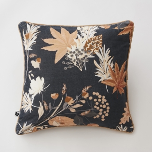 coussin déhoussable 45 x 45 cm velours de coton imprimé hazel