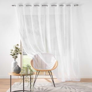 voilage grande largeur 300 x 240 cm voile sablé Lissea Blanc