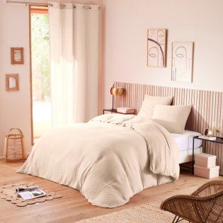 Housse de couette 240 x 220 cm en gaze de coton naturelle + 2 taies Naturel