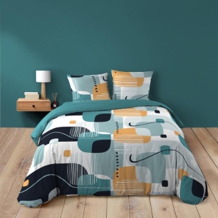Housse de couette 240 x 220 cm coton 42 fils + 2 taies Sprint