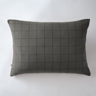 Taie d'oreiller gaze de coton tissée  50 x 70 cm Gaia Match Anthracite