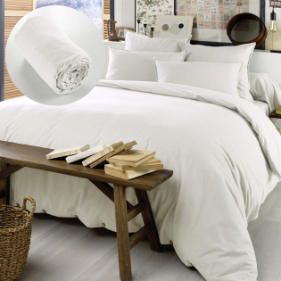 Pack Housse de couette 260x240 cm chaude en flanelle + 2 taies + drap housse 160x200 Candice Blanc
