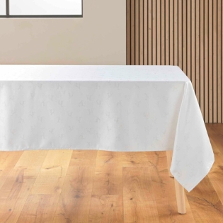 Nappe rectangle 140 x 250 cm jacquard fils metallises les rennes Blanc/argent