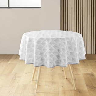 Nappe ronde (0) 180 cm polyester imprime kalini Gris