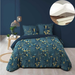 Pack housse de couette 220x240 cm Graminella + drap housse 140x190x30 Blanc