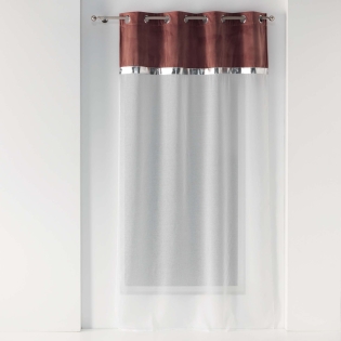 Voilage a oeillets 140 x 240 cm voile sablé + haut velours Blushy