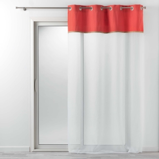 Voilage à oeillets 140 x 240 cm voile uni + jute orange kelonia