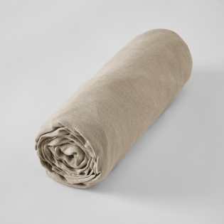 Drap housse 180 x 200 cm lin lavé soline sable Lin