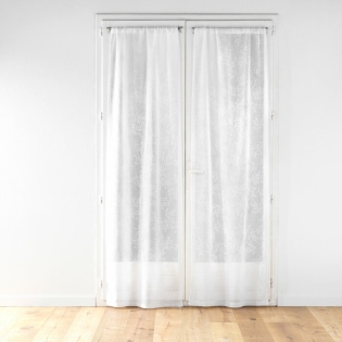 Paire droite passe tringle 2 x 70 x 240 cm voile tisse applique karla Blanc