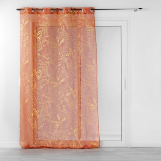 Voilage à oeillets 140 x 240 cm imprimé métallisé Belflor Terracotta/Or