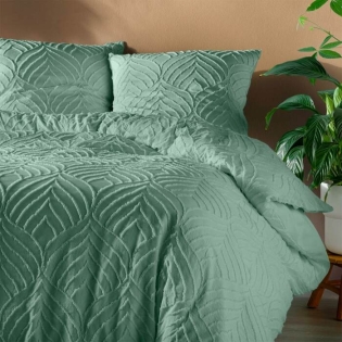 Housse de couette 240 x 220 cm microfibre unie tuftee heltie Sauge