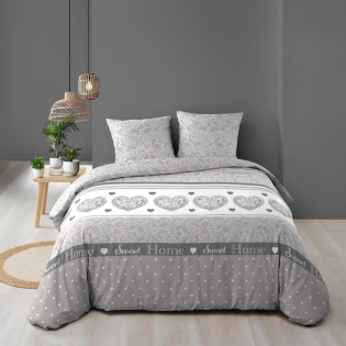 Housse de couette 260 x 240 cm coton 57 fils + 2 taies Lova