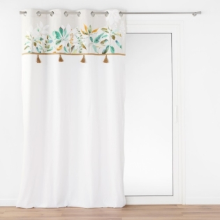 Rideau a oeillets 140 x 240 cm coton/polyester + Pompons Dilaris