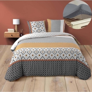 Pack parure de couette 240 x 220 cm Arsene + DH 140x190 cm Gris