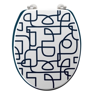Abattant wc charnieres metal 37.5 x 46 cm mdf imprime Labyrinthe