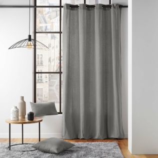 Rideau a oeillets 135 x 260 cm coton recyclé Twily Gris