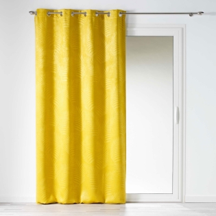 Rideau 100% occultant 140 x 240 cm en velours frappé Tropicaline Jaune
