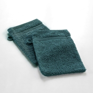 2 gants de toilette 15 x 21 cm eponge unie tendresse Emeraude